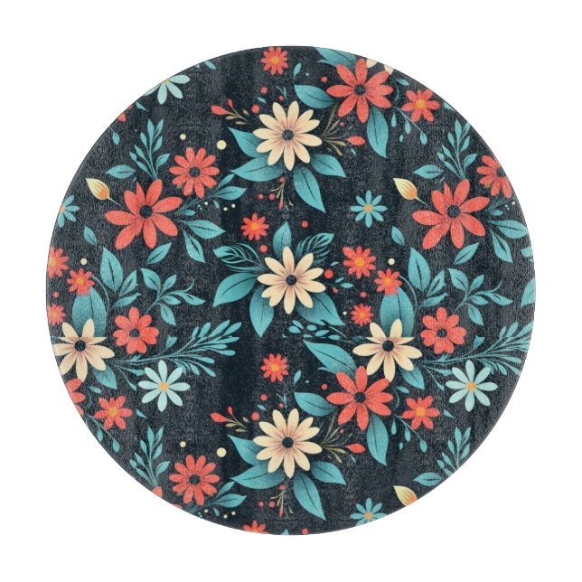 Beautiful Flowers Floral Pattern Cutting Board (Front)