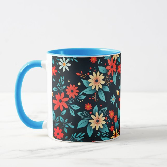 Beautiful Flowers Floral Pattern Mug (Left)