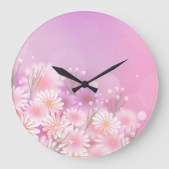 beautiful flowers large clock (Front)