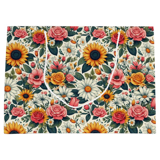 Beautiful Flowers Large Gift Bag (Front)