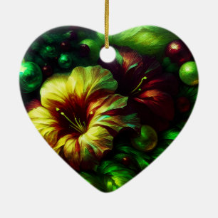 Beautiful Flowers on a Valentines Day Tree  Ceramic Ornament