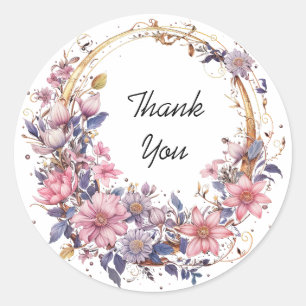Beautiful Flowers on a Wicker Wreath Stickers