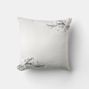 Beautiful flowers on light silver grey cushion