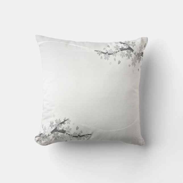 Beautiful flowers on light silver grey cushion (Front)