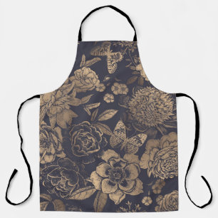 Beautiful flowers peonies, roses and butterflies. apron