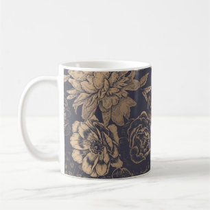 Beautiful flowers peonies, roses and butterflies.  coffee mug