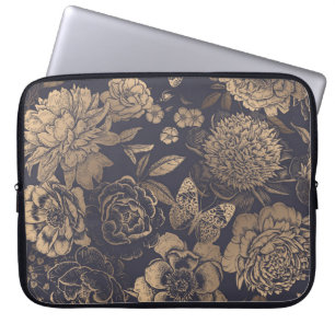 Beautiful flowers peonies, roses and butterflies.  laptop sleeve
