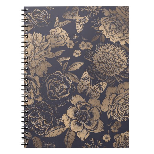 Beautiful flowers peonies, roses and butterflies.  notebook (Front)