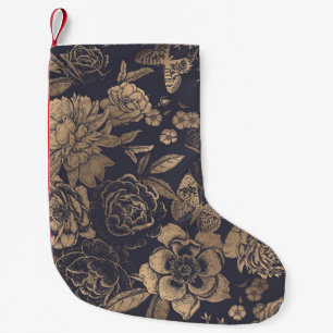 Beautiful flowers peonies, roses and butterflies. small christmas stocking