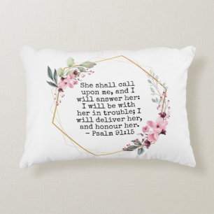 Beautiful Flowers Psalm 91 Accent Pillow