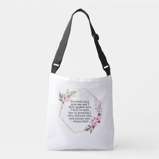 Beautiful Flowers Psalm 91 Crossbody Bag (Front)