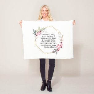 Beautiful Flowers Psalm 91 Fleece Blanket
