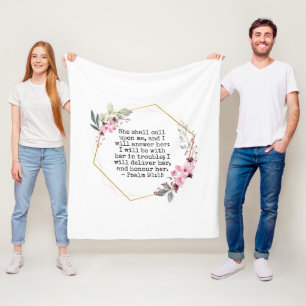 Beautiful Flowers Psalm 91 Fleece Blanket