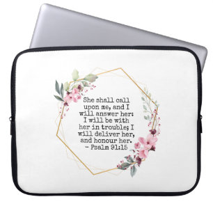 Beautiful Flowers Psalm 91 laptop sleeve