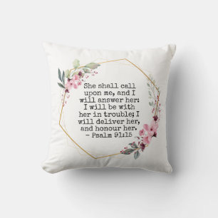 Beautiful Flowers Psalm 91 Throw Pillow