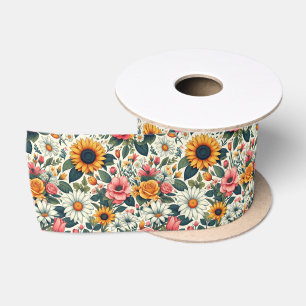 Beautiful Flowers Satin Ribbon