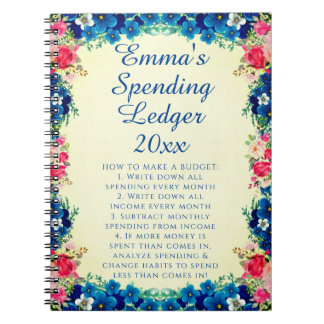 Beautiful Flowers Spending Ledger Budget Beginner Notebook