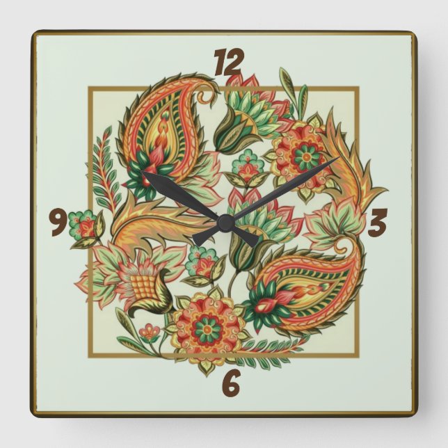Beautiful flowers square wall clock (Front)