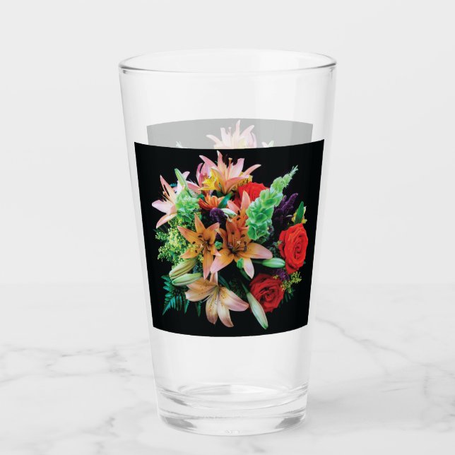 Beautiful Flowers Throw Pillow Glass (Front)