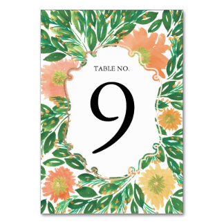 Beautiful Flowers Watercolor Painting Table Number