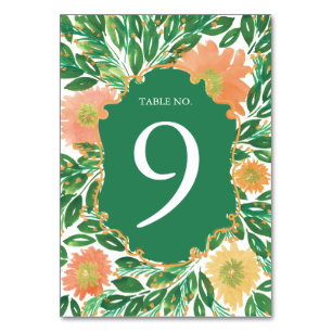 Beautiful Flowers Watercolor Painting Table Number
