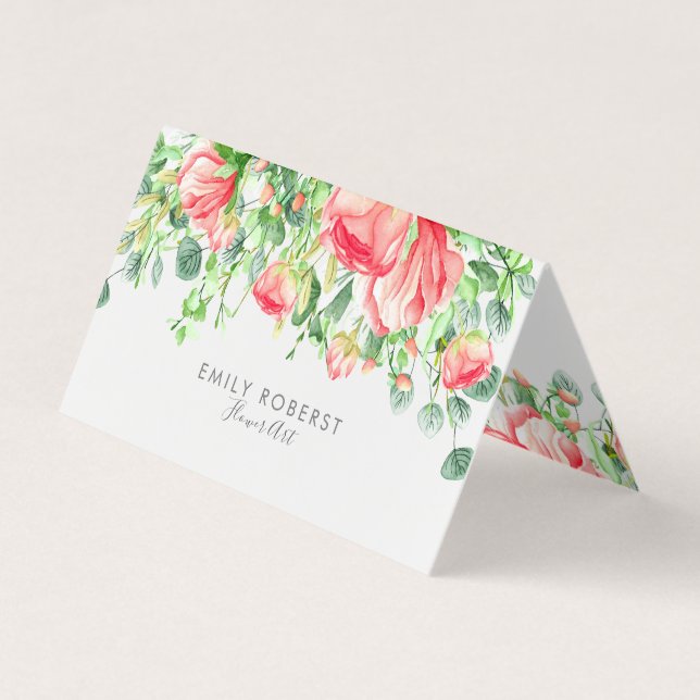 Beautiful Flowers Watercolors Illustration. Business Card (Front)