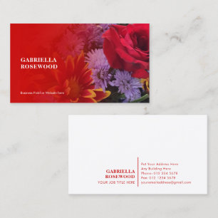 Beautiful Flowers With Gradient Red Business Card