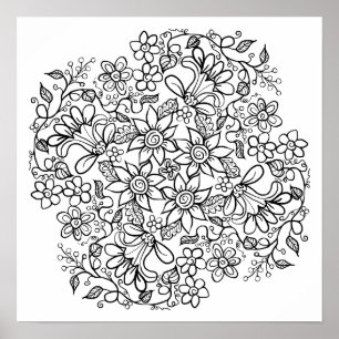 Beautiful Flowers You Colour Poster