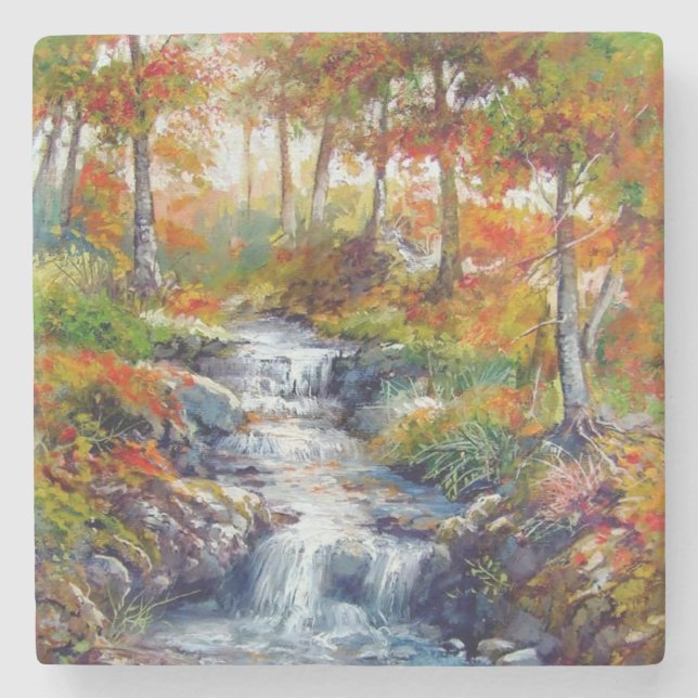 Beautiful Flowing Water Fine Art Stone Coaster (Front)