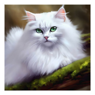 Beautiful Fluffy Cat Painting Photo Print