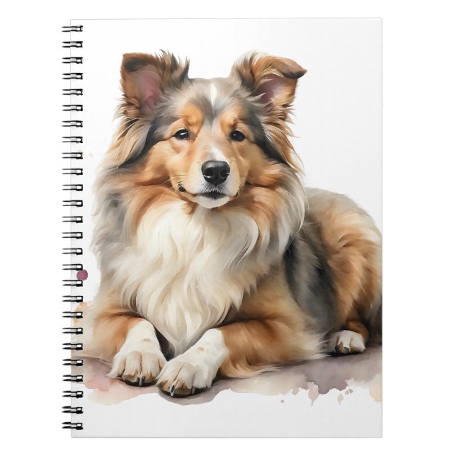 BEAUTIFUL FLUFFY SHETLAND SHEEPDOG DOG NOTEBOOK (Front)