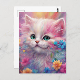 Beautiful Fluffy White Cat Postcard