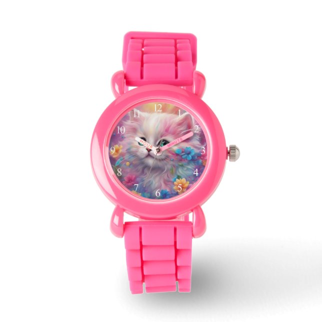 Beautiful Fluffy White Cat Watch (Front)