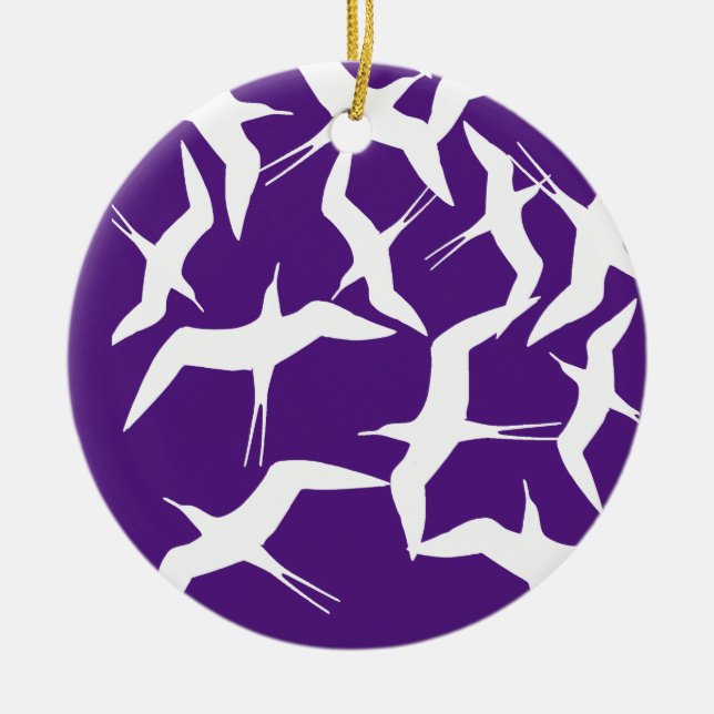 Beautiful Flying Birds Pattern Product Ceramic Ornament (Front)