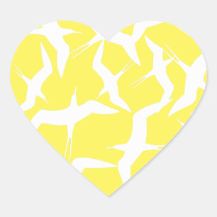 Beautiful Flying Birds Pattern Product Heart Sticker