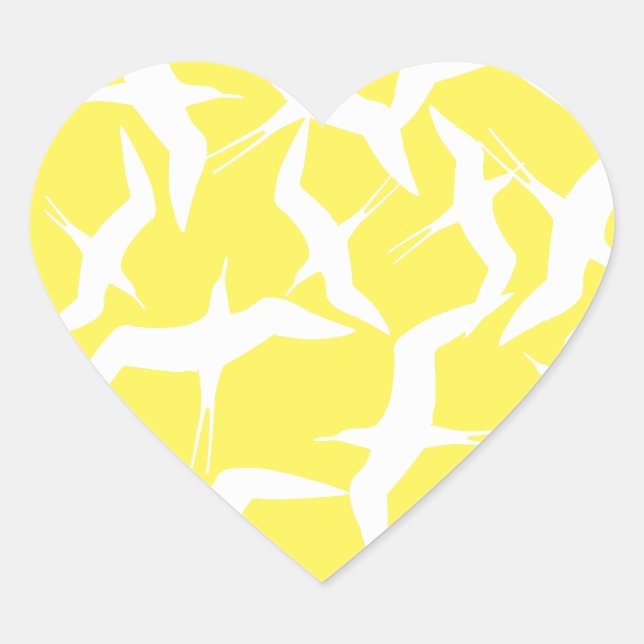 Beautiful Flying Birds Pattern Product Heart Sticker (Front)