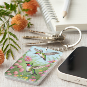 Beautiful Flying Humminbirds Key Ring