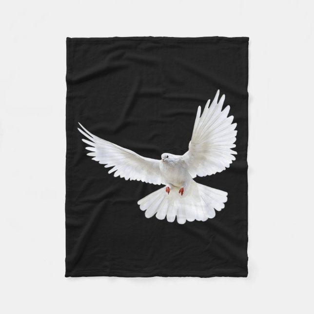 Beautiful Flying Peaceful White Dove Photo Silhoue Fleece Blanket (Front)