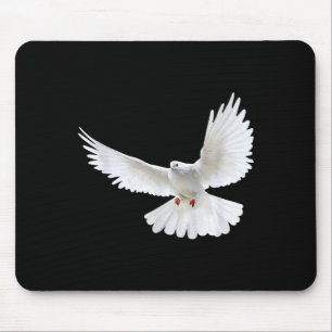 Beautiful Flying Peaceful White Dove Photo Silhoue Mouse Pad