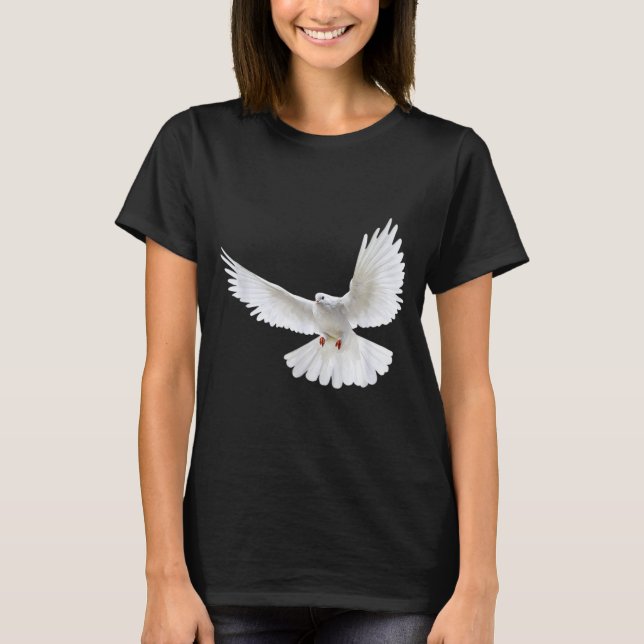 Beautiful Flying Peaceful White Dove Photo Silhoue T-Shirt (Front)