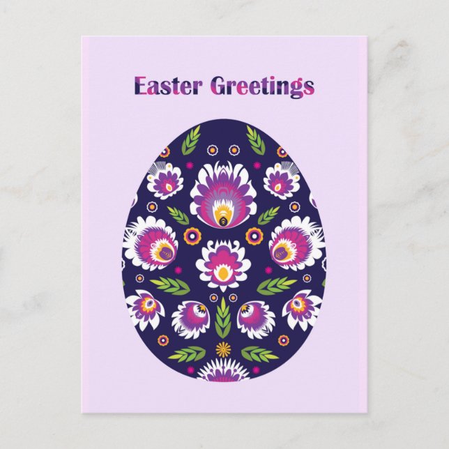 Beautiful Folklore Purple Pysanka Easter Egg Postcard (Front)