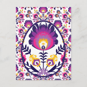 🌹Beautiful Folklore Purple Pysanka Easter Egg Postcard
