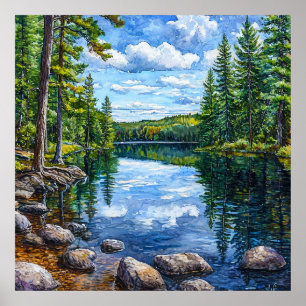 🌿 Beautiful Forest Lake Nature Wall Art Serenity 