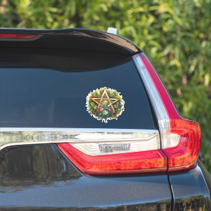 Beautiful Forest Pagan Pentagram Car Decal