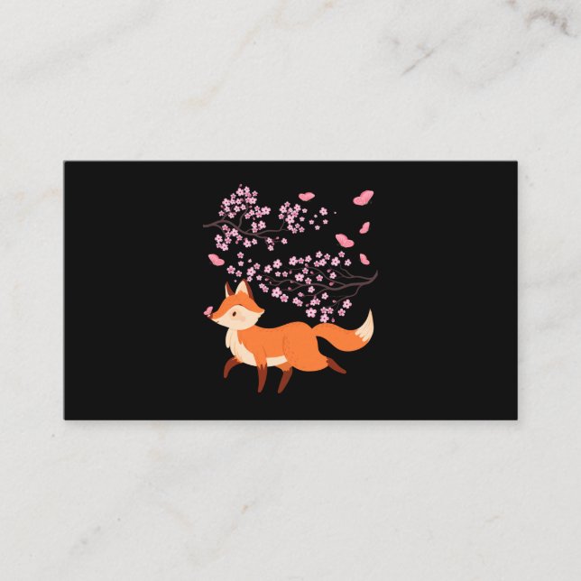 Beautiful Fox Cherry Blossom Japan Business Card (Front)