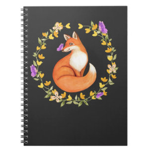 Beautiful Fox Floral Wreath Cute Butterfly Notebook