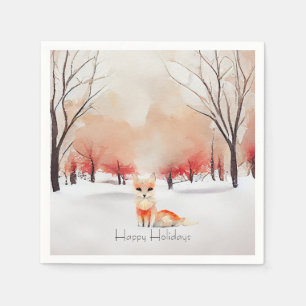 Beautiful Fox in the Snowy Forest  Napkin