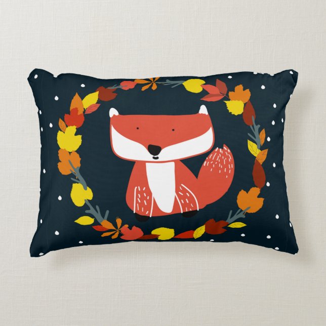 Beautiful fox in winter forest pattern decorative cushion (Front)