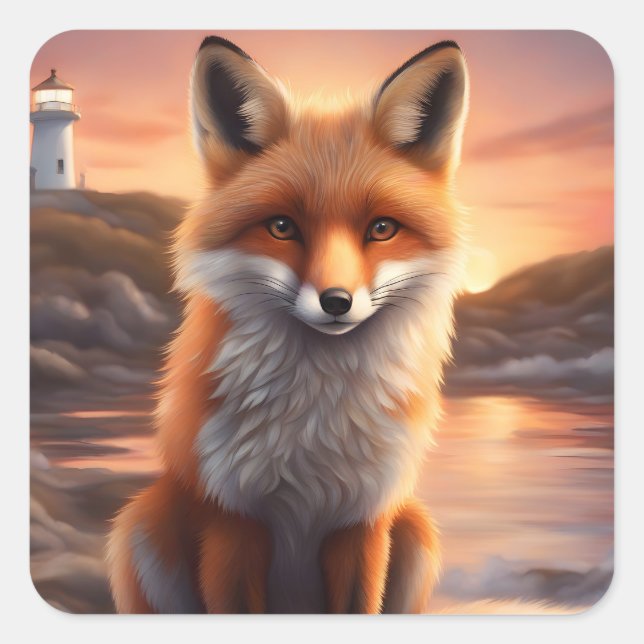 Beautiful Fox Square Sticker (Front)