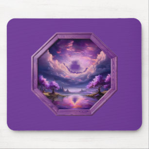 Beautiful Frame Purple Landscape With Reflections Mouse Pad